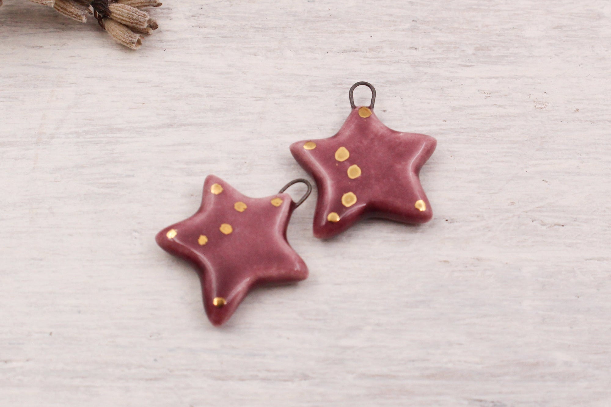 Ceramic Star Charms for Jewelry and Accessories Making handmade in France by Alain Granell