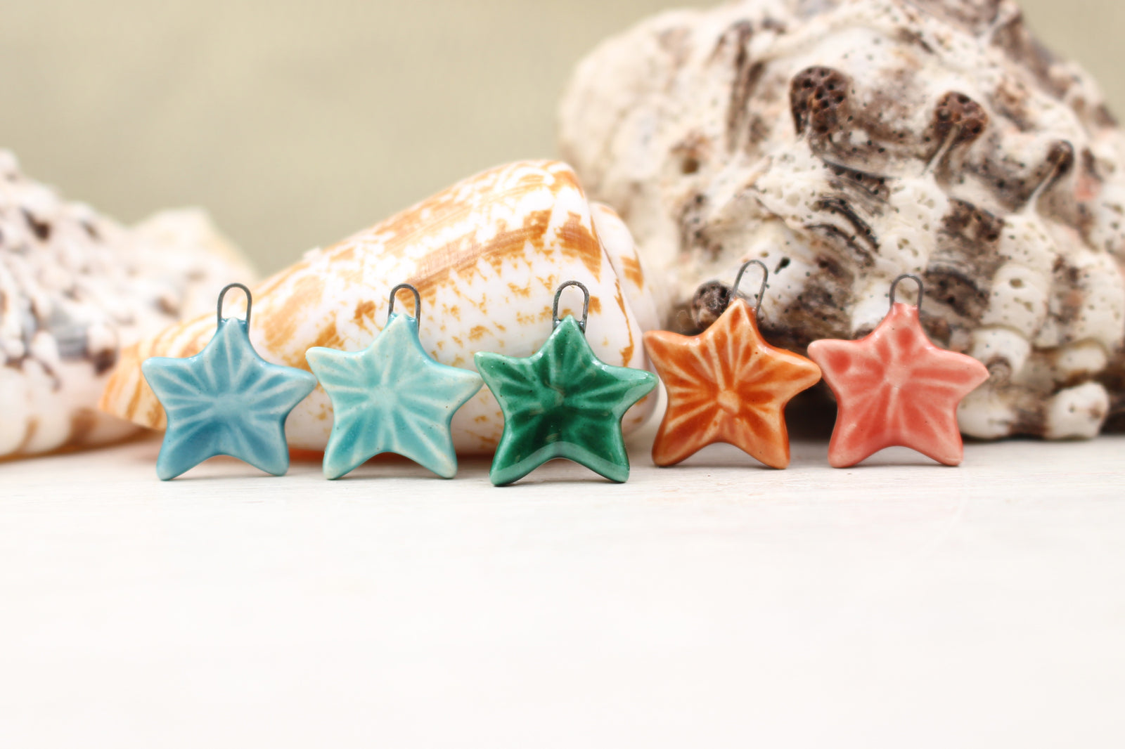 Sea stars ceramic charms handmade in France by Alain Granell
