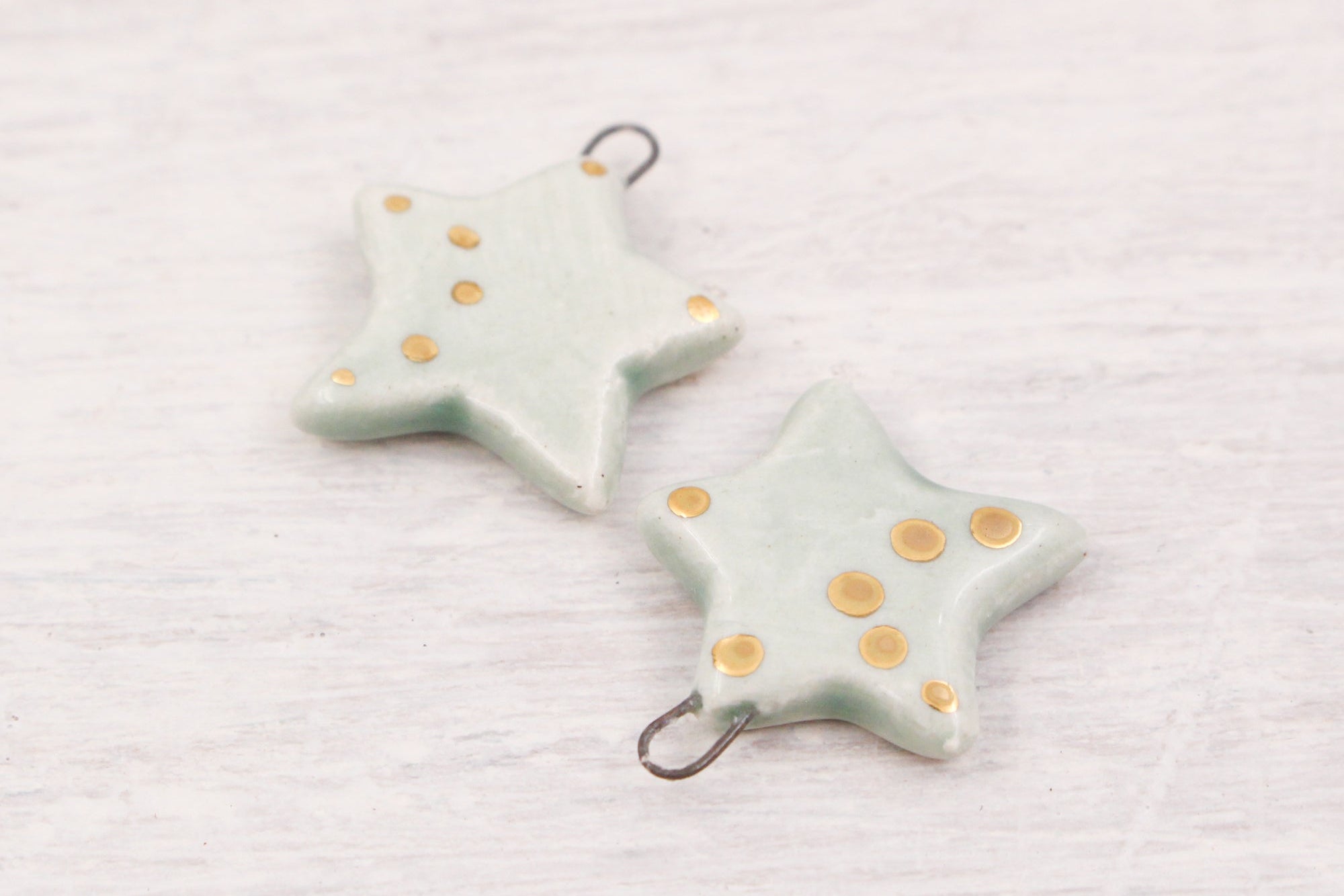 Ceramic Star Charms for Jewelry and Accessories Making handmade in France by Alain Granell