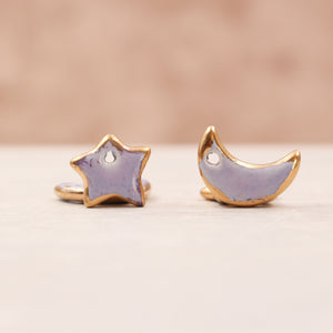 Ceramic Moon & Star Charms for Jewelry and Accessories Making handmade in France by Alain Granell