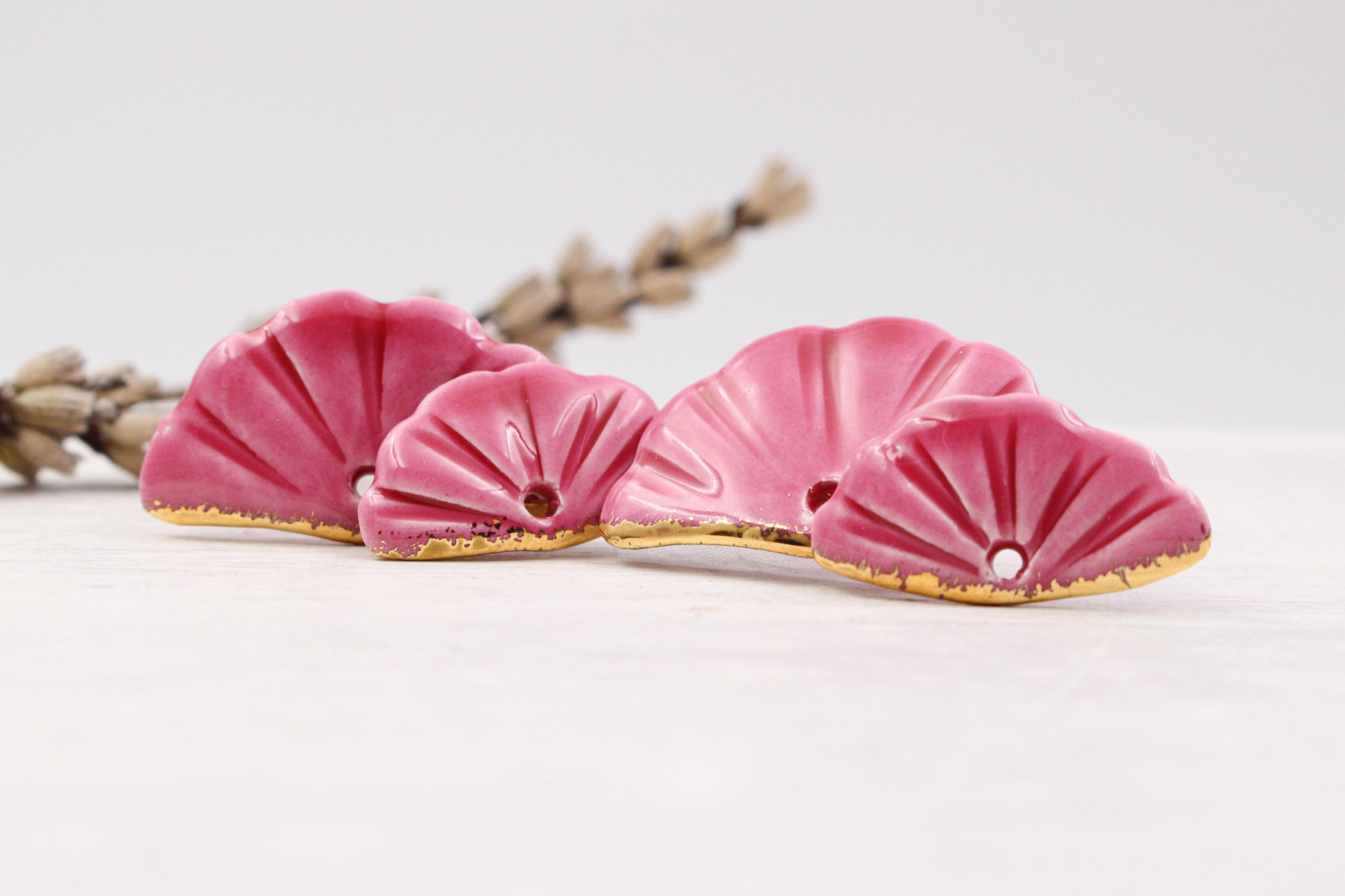 Ceramic Fan Charms for Jewelry and Accessories Making handmade in France by Alain Granell