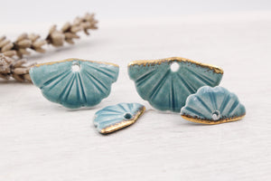 Ceramic Fan Charms for Jewelry and Accessories Making handmade in France by Alain Granell