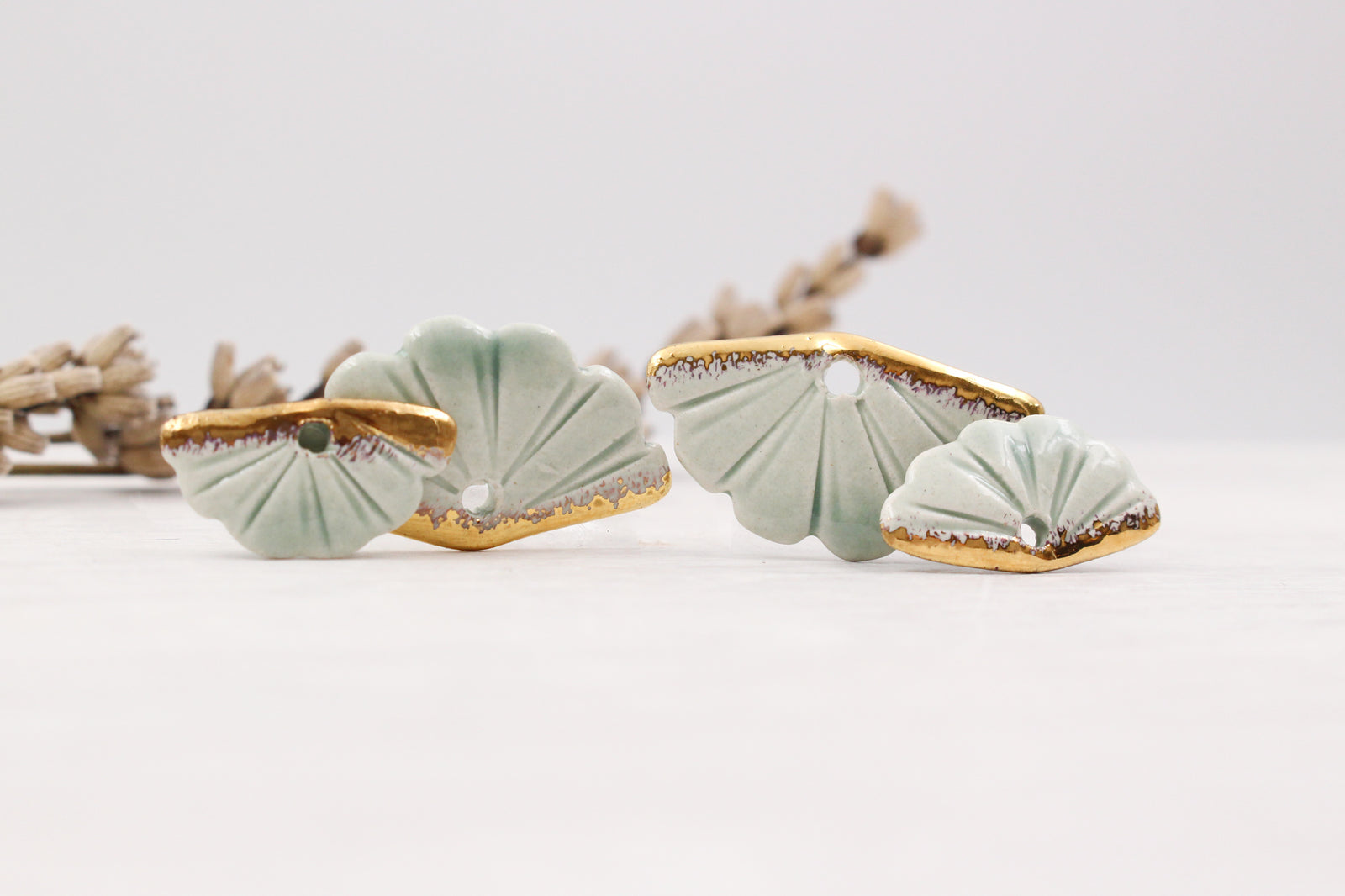 Ceramic Fan Charms for Jewelry and Accessories Making handmade in France by Alain Granell