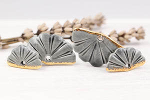 Ceramic Fan Charms for Jewelry and Accessories Making handmade in France by Alain Granell