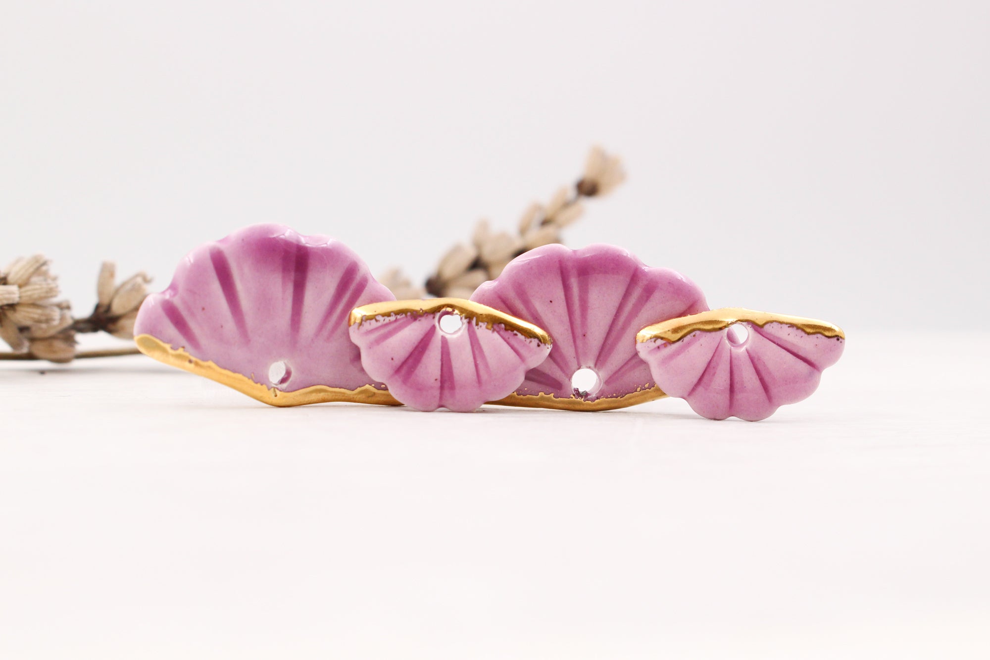 Ceramic Fan Charms for Jewelry and Accessories Making handmade in France by Alain Granell