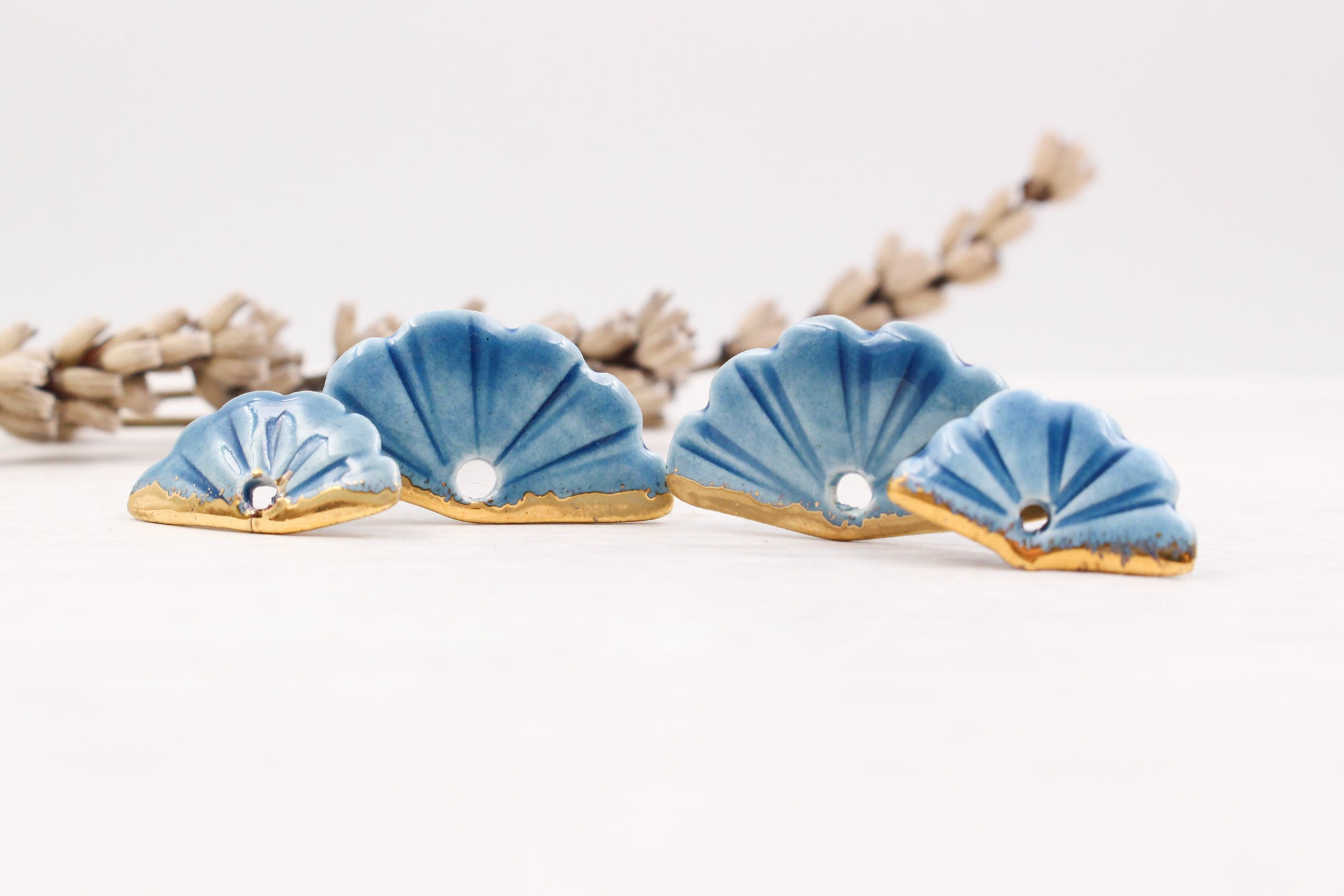 Ceramic Fan Charms for Jewelry and Accessories Making handmade in France by Alain Granell