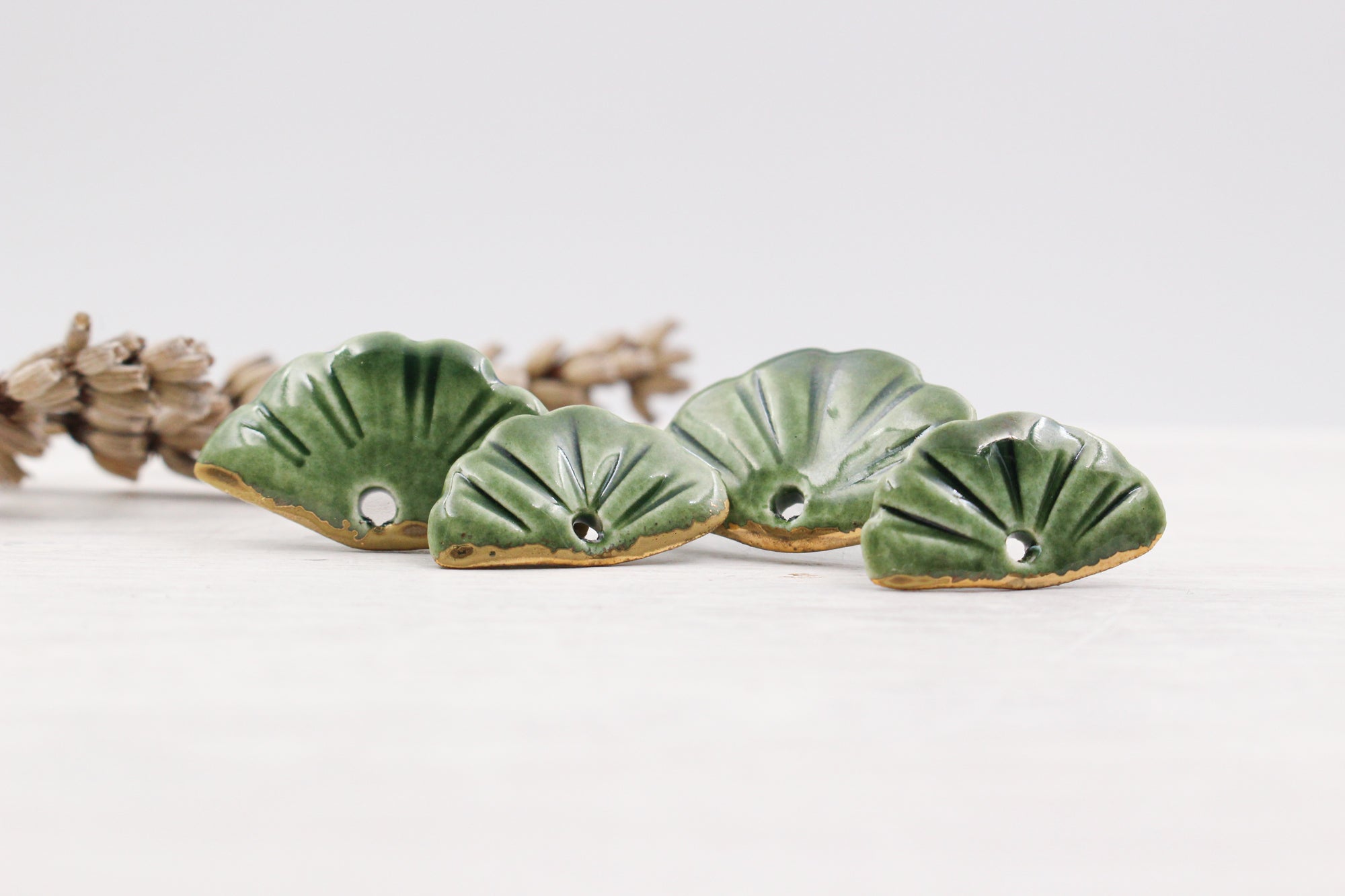 Ceramic Fan Charms for Jewelry and Accessories Making handmade in France by Alain Granell