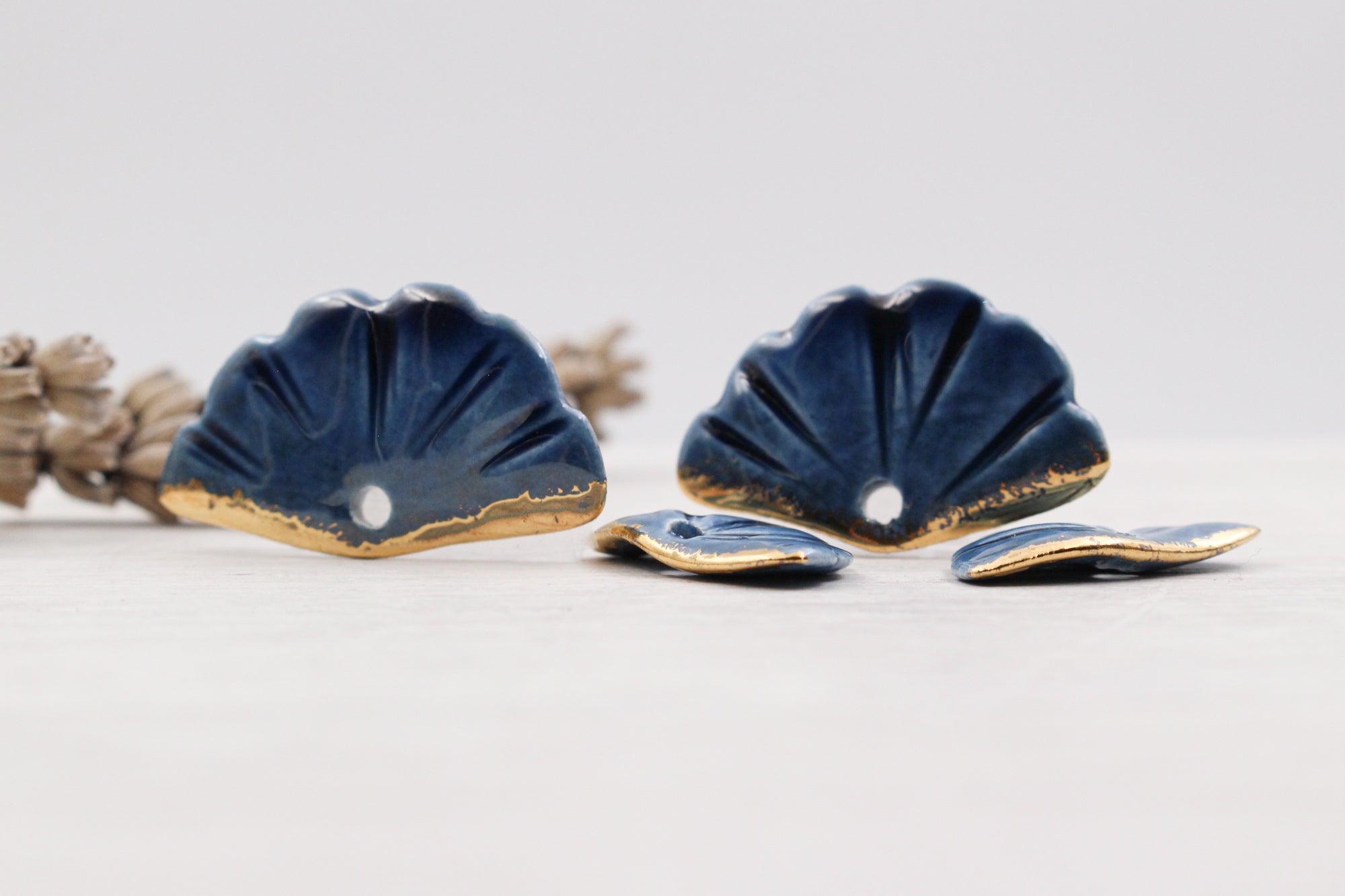 Ceramic Fan Charms for Jewelry and Accessories Making handmade in France by Alain Granell