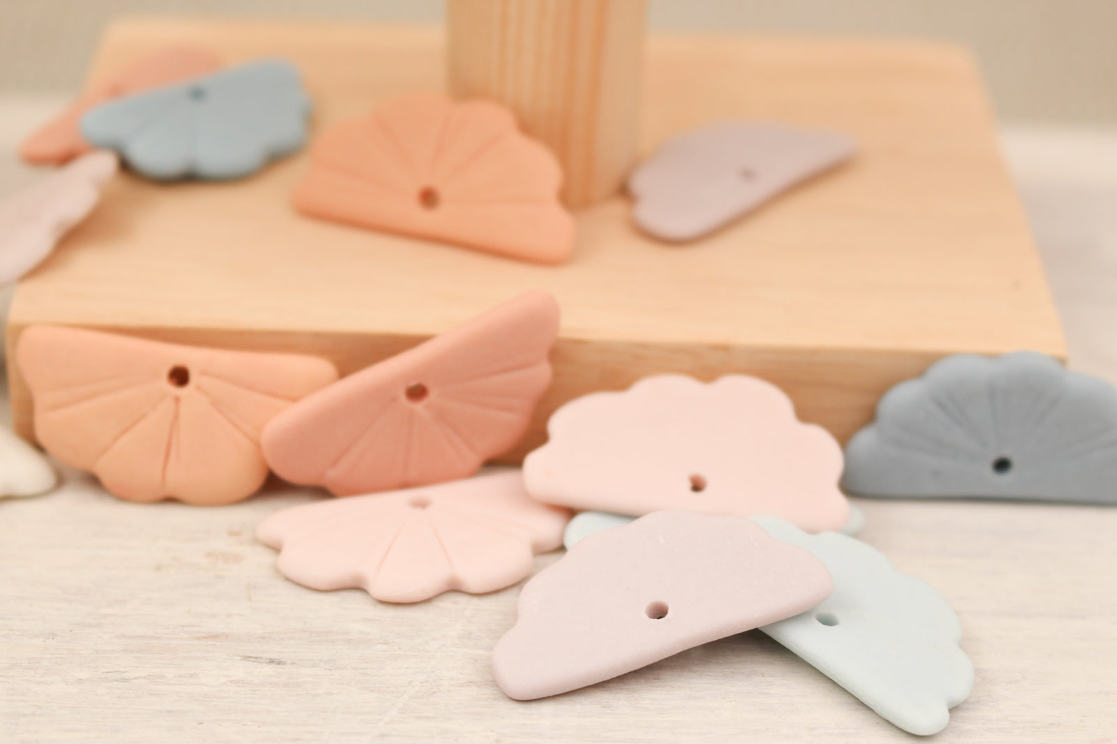 Porcelain Handmade Fan Charms for sewing and jewelry making