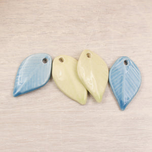 Ceramic Leaf Charms for Jewelry Making handmade in France