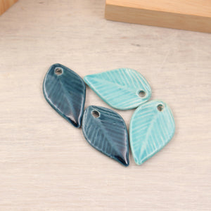Ceramic Leaf Charms for Jewelry Making handmade in France