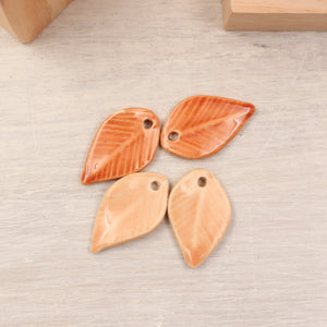 Ceramic Leaf Charms for Jewelry Making handmade in France