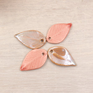 Ceramic Leaf Charms for Jewelry Making handmade in France