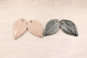 Ceramic Leaf Charms for Jewelry Making handmade in France