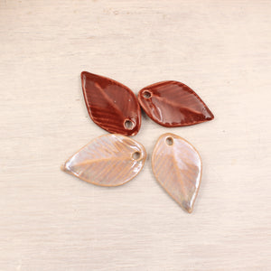 Ceramic Leaf Charms for Jewelry Making handmade in France