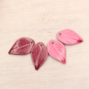 Ceramic Leaf Charms for Jewelry Making handmade in France