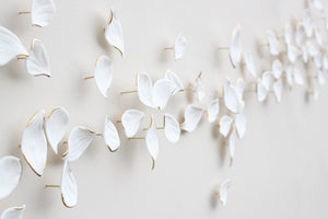 White Autumn Porcelain Leaves Wall Art handmade in France by Alain Granell