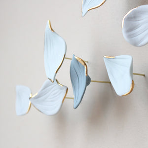 Blue Autumn is a Large porcelain wall art of Blue Leaves handmade in France by Alain Granell