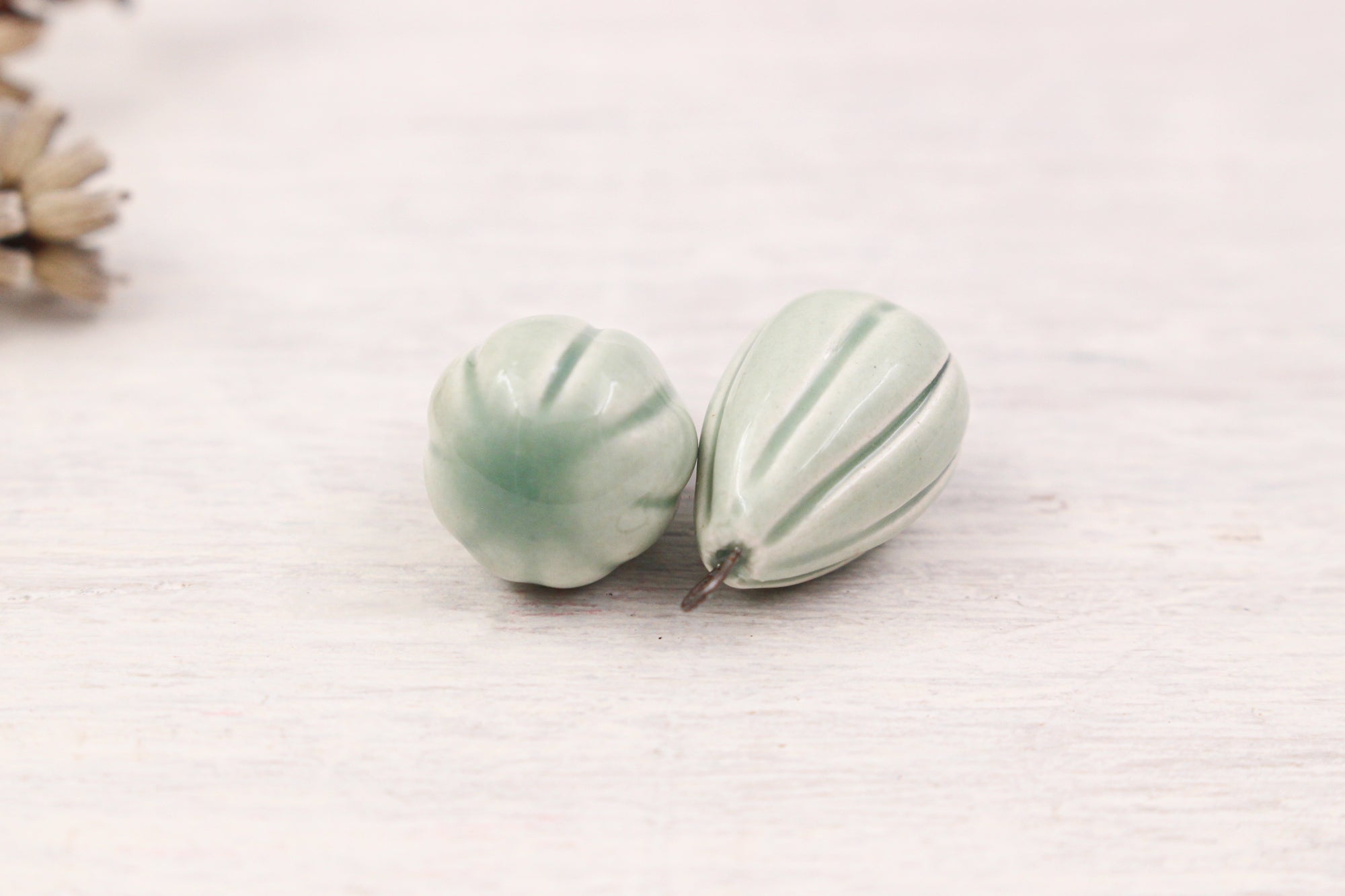 Ceramic Melon Drop Charms for Jewelry and accessories making handmade in France by Alain Granell