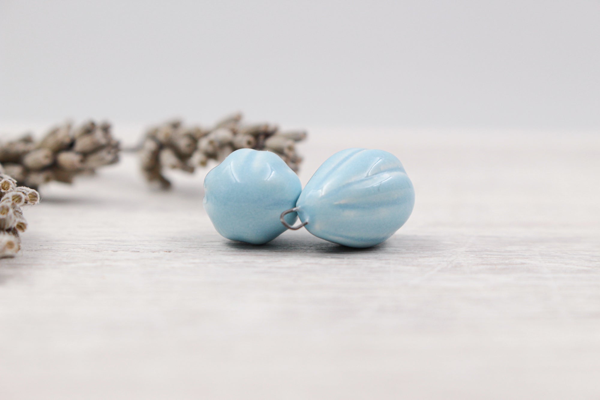 Ceramic Melon Drop Charms for Jewelry and accessories making handmade in France by Alain Granell