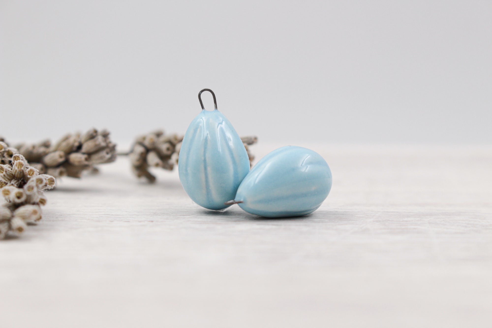 Ceramic Melon Drop Charms for Jewelry and accessories making handmade in France by Alain Granell