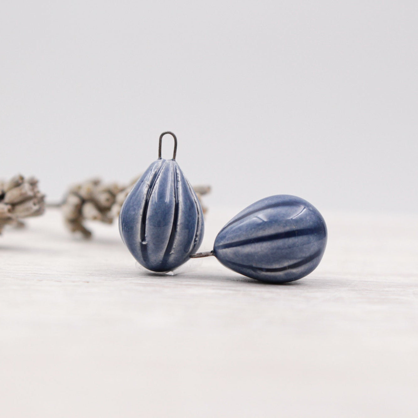 Ceramic Melon Drop Charms for Jewelry and accessories making handmade in France by Alain Granell