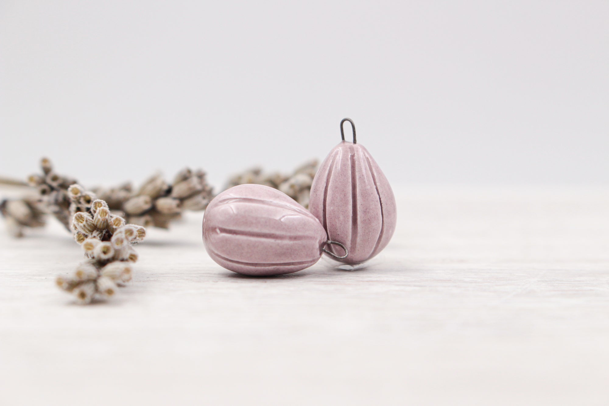 Ceramic Melon Drop Charms for Jewelry and accessories making handmade in France by Alain Granell
