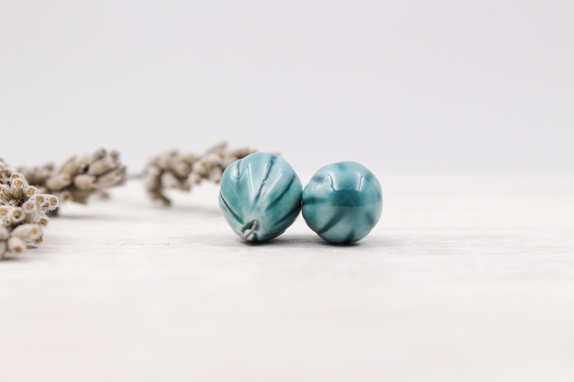 Ceramic Melon Drop Charms for Jewelry and accessories making handmade in France by Alain Granell
