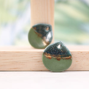 Multicolor ceramic and gold petal charms handmade in France by Alain Granell