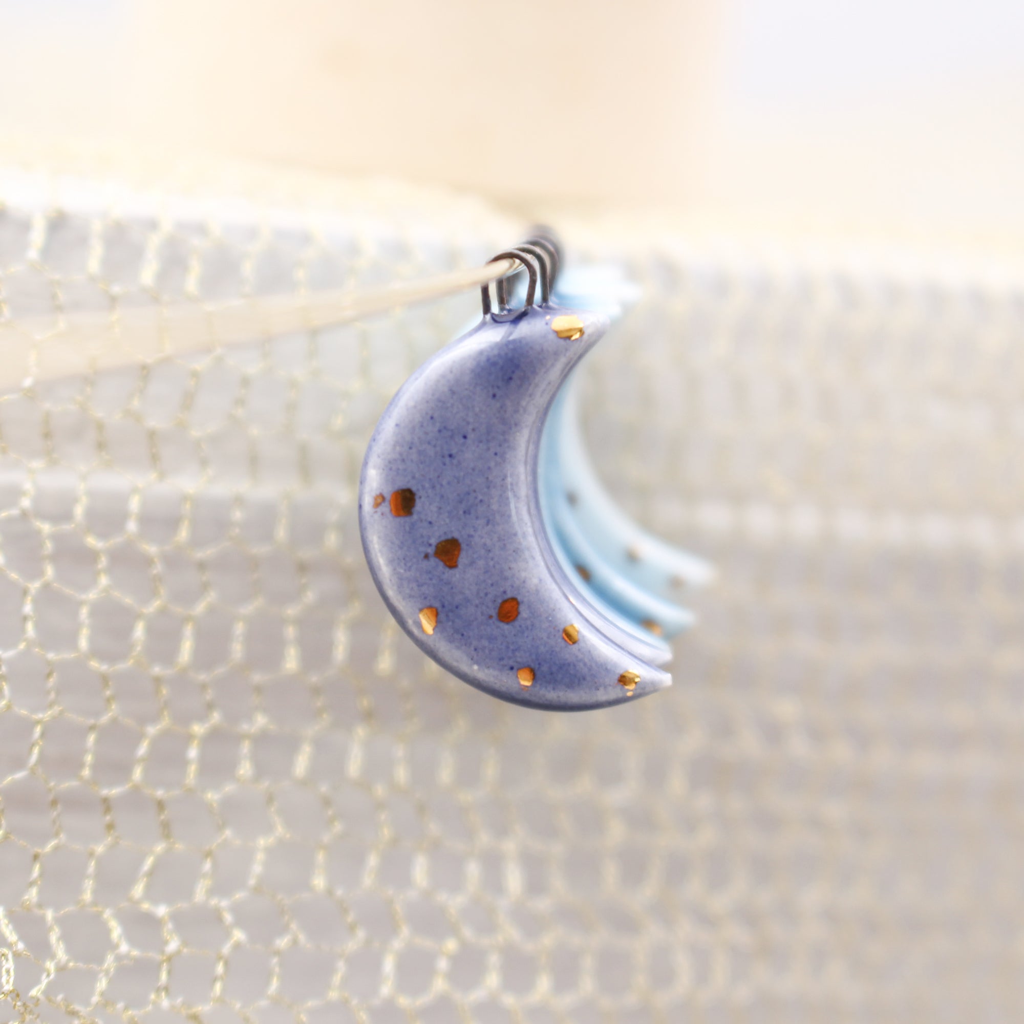 Ceramic Moon Charms for Jewelry and Accessories Making handmade in France by Alain Granell