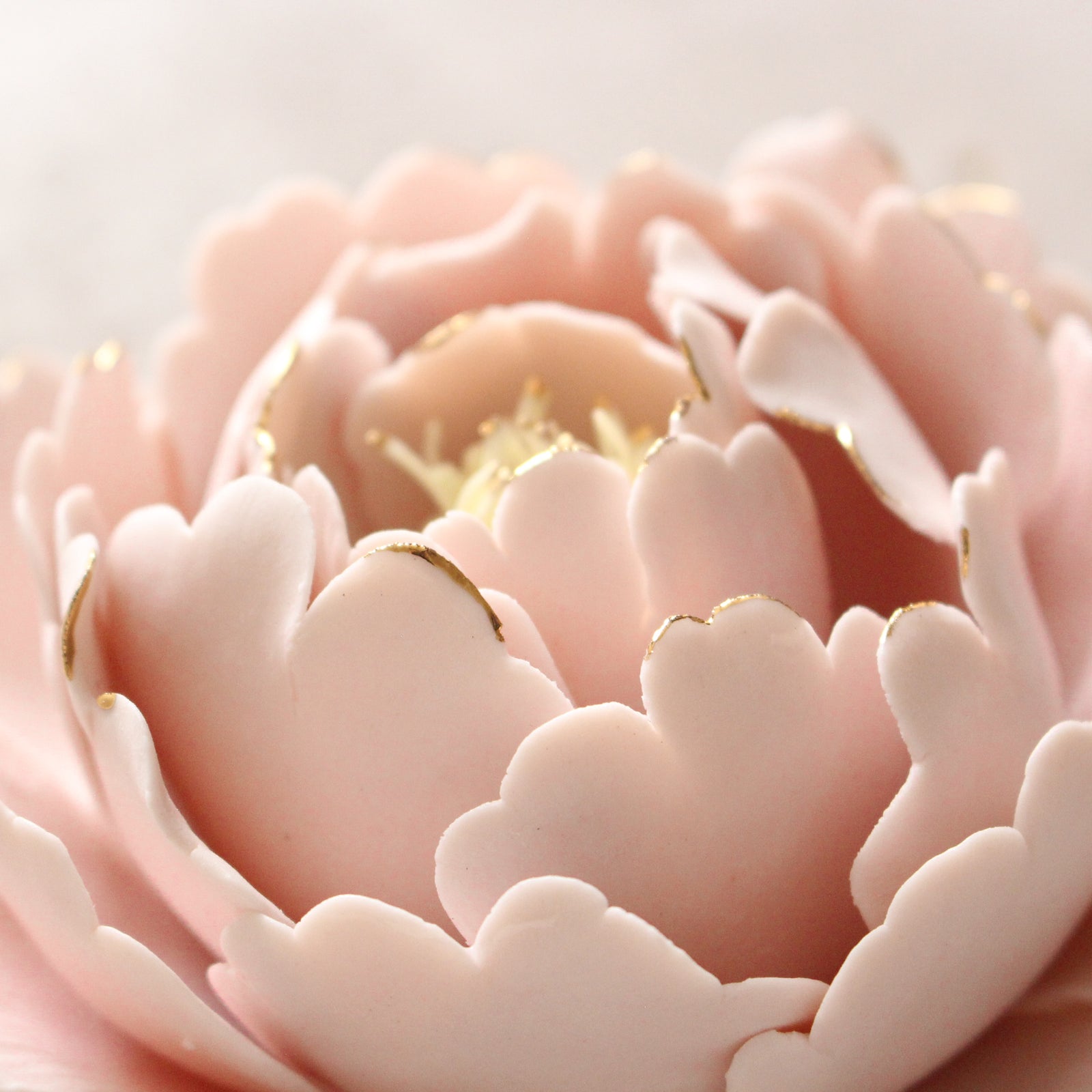 Handmade Pink Porcelain Peony Flower by Alain Granell