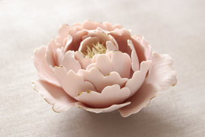 Handmade Pink Porcelain Peony Flower by Alain Granell
