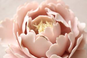 Handmade Pink Porcelain Peony Flower by Alain Granell