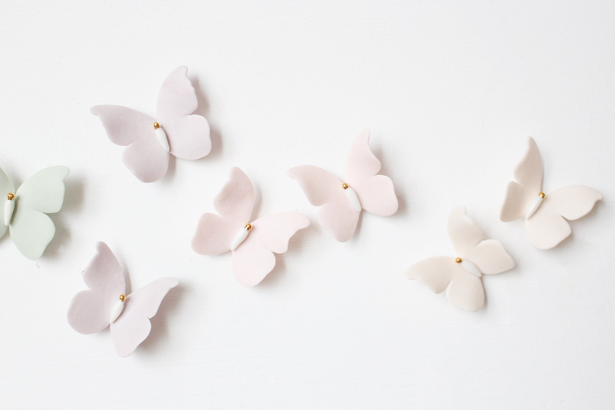 Mini Rainbow Wall Decor of Porcelain Butterflies by Alain Granell
