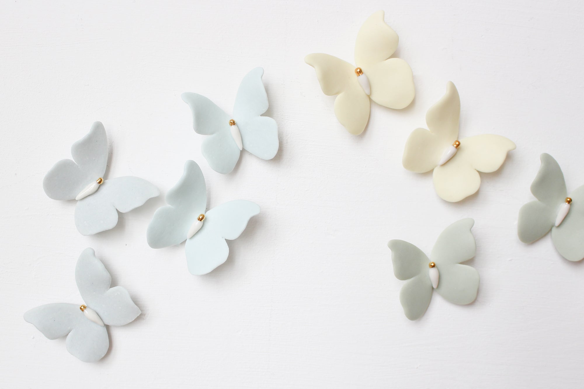 Mini Rainbow Wall Decor of Porcelain Butterflies by Alain Granell