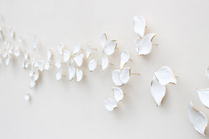 White Autumn Porcelain Leaves Wall Art handmade in France by Alain Granell