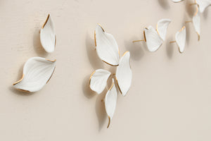 White Autumn Porcelain Leaves Wall Art handmade in France by Alain Granell