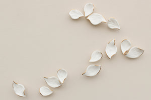 White Autumn Porcelain Leaves Wall Art handmade in France by Alain Granell