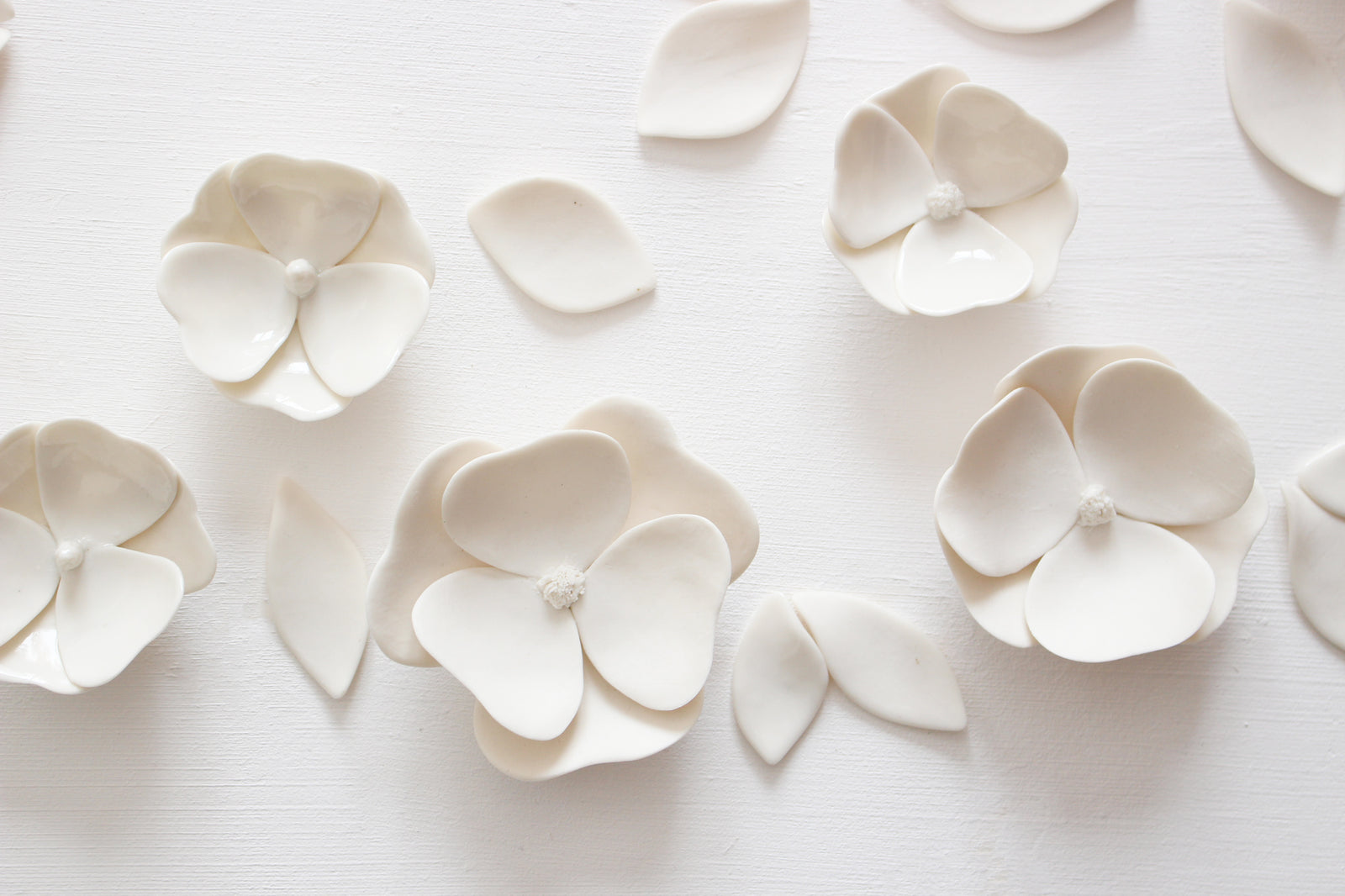 Ceramic Flower Wall Art by Alain Granell - White Cascade