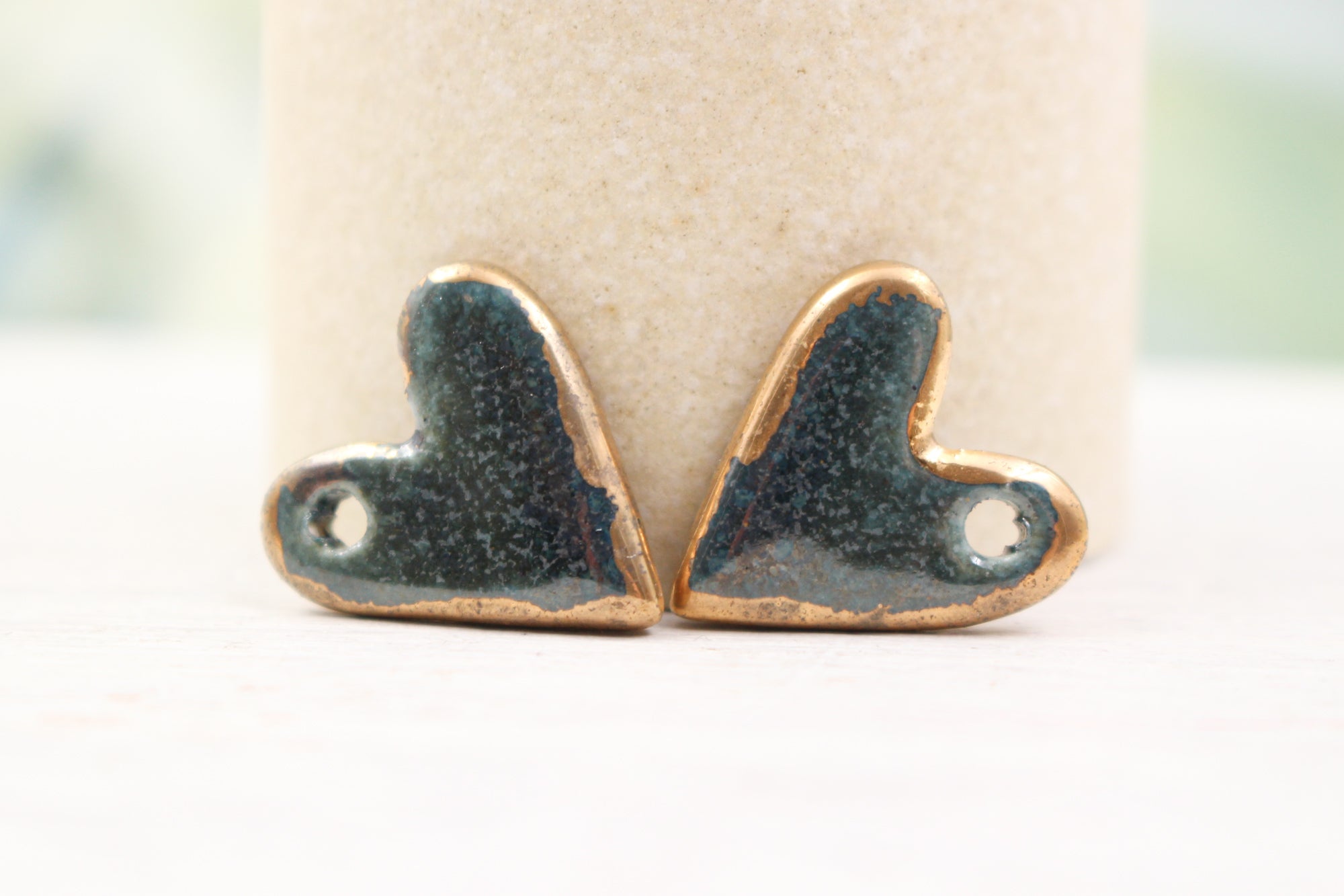 Ceramic heart charms for jewelry and accessories handmade in France by Alain Granell