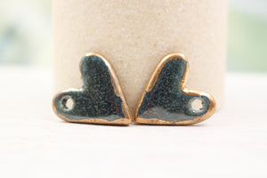 Ceramic heart charms for jewelry and accessories handmade in France by Alain Granell