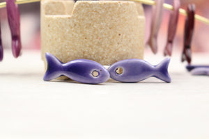 Ceramic fish charms for jewelry and accessories handmade in France by Alain Granell