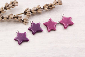 Purple Ceramic Star Charms handmade in France by Alain Granell