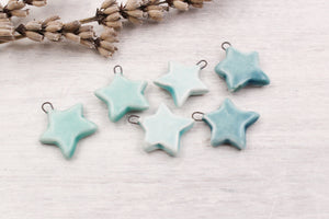 Teal Ceramic Star Charms handmade in France by Alain Granell