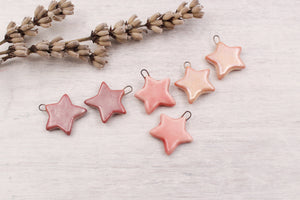 Pink Ceramic Star Charms handmade in France by Alain Granell