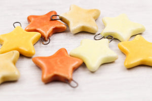 Yellow Ceramic Star Charms handmade in France by Alain Granell