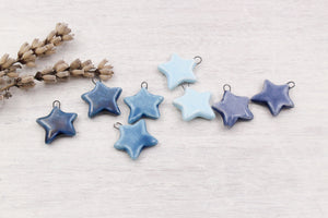 Blue Ceramic Star Charms handmade in France by Alain Granell