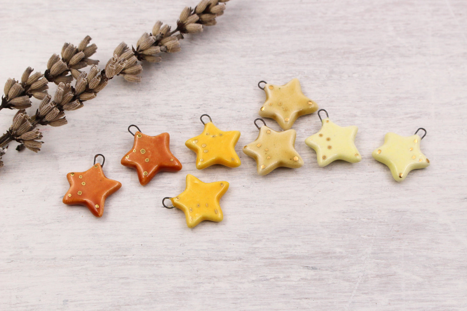 Ceramic Star Charms for Jewelry and Accessories Making handmade in France by Alain Granell