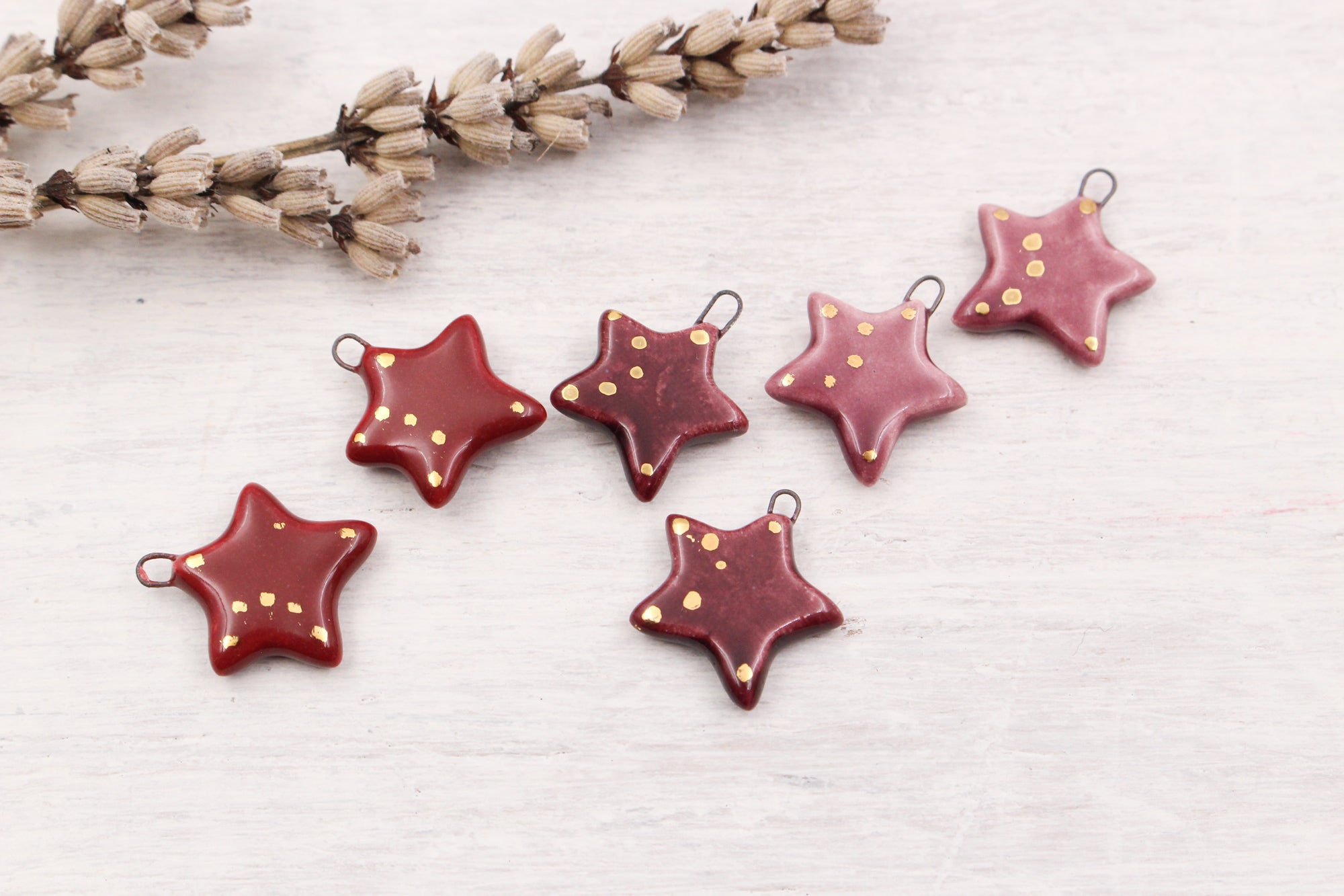 Ceramic Star Charms for Jewelry and Accessories Making handmade in France by Alain Granell