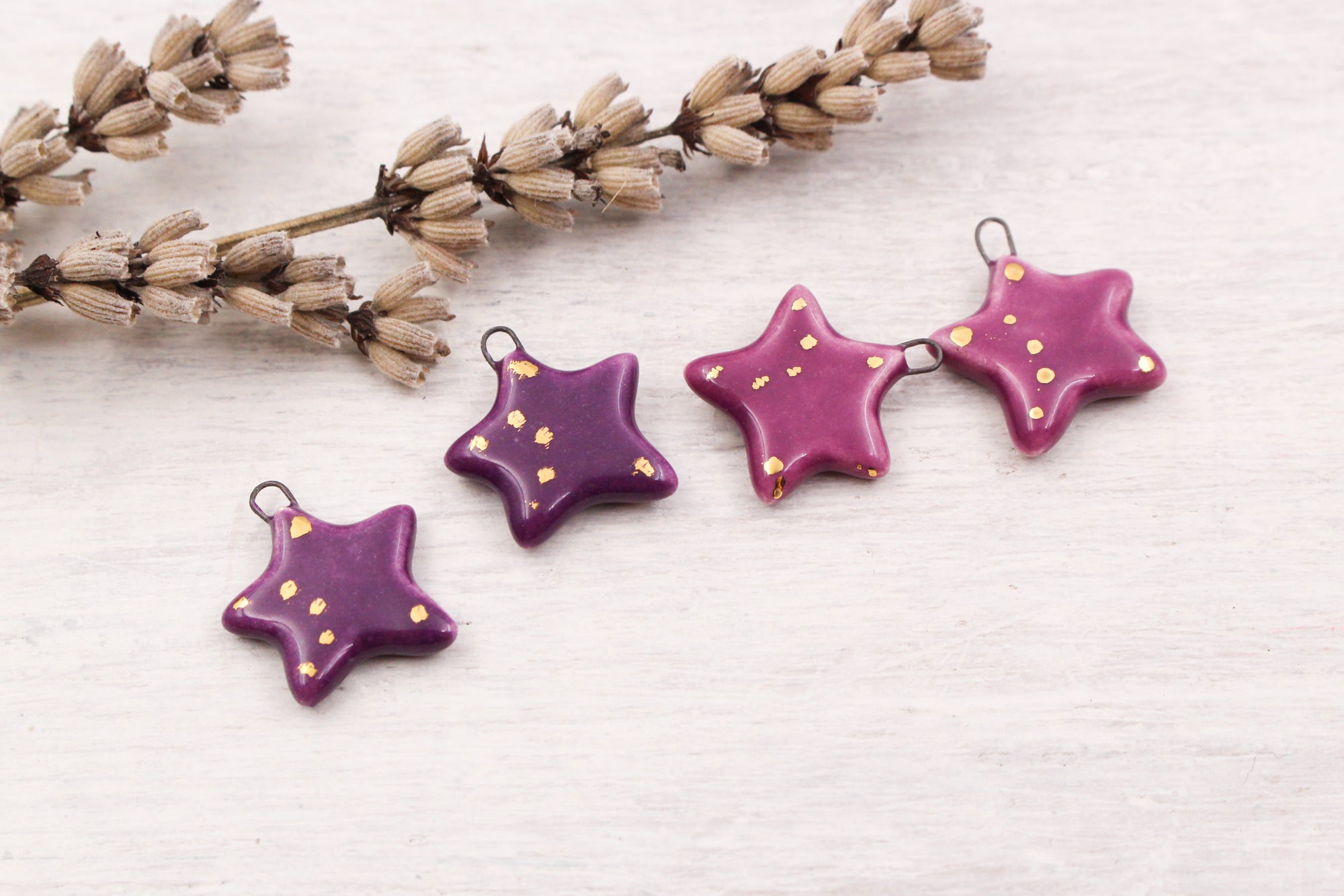 Ceramic Star Charms for Jewelry and Accessories Making handmade in France by Alain Granell